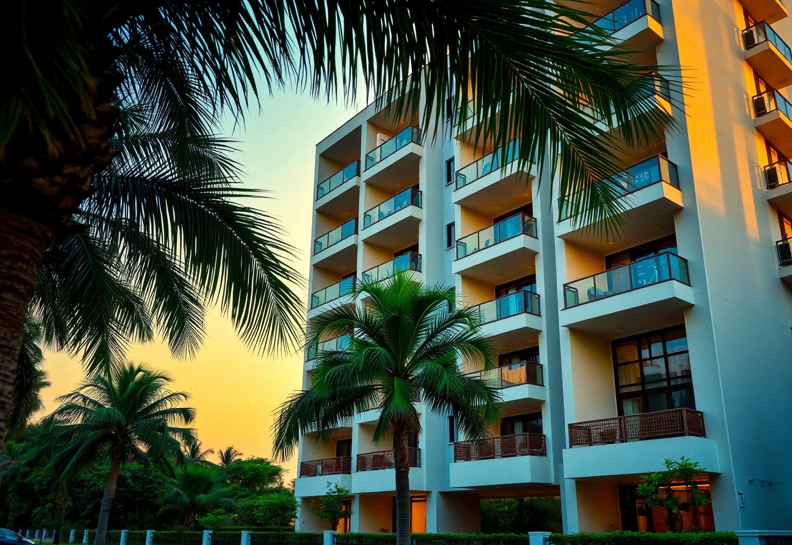 Modern residential property in Indore at golden hour